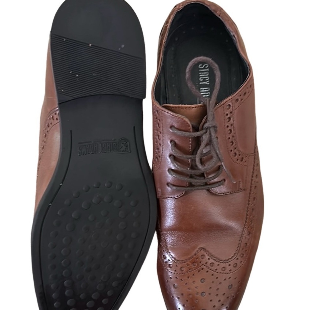 Stacy Adams Shoes Mens 9.5W Cognac Garrison Wingtip Oxfords 24916-221 Brown - Picture 9 of 13